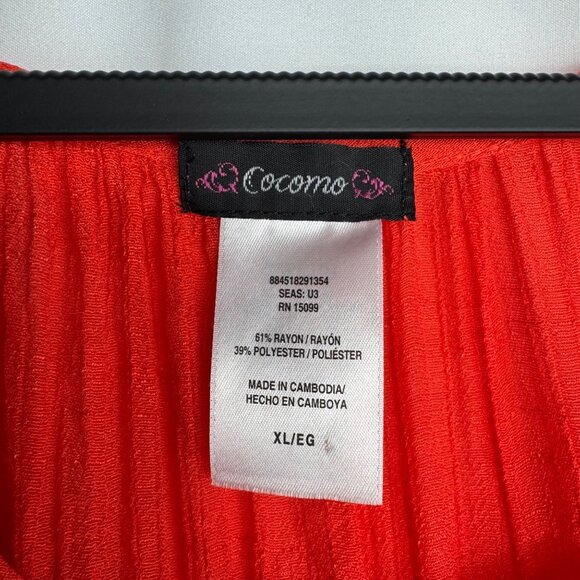 Cocomo XL Button-Front Tie-Hem Blouse with Flutter Sleeves Sheer Thin Summer Top - Picture 3 of 6